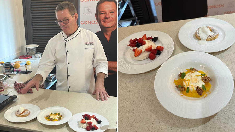 The three desserts had summer flavours of fruits, berries, mint and citrus  