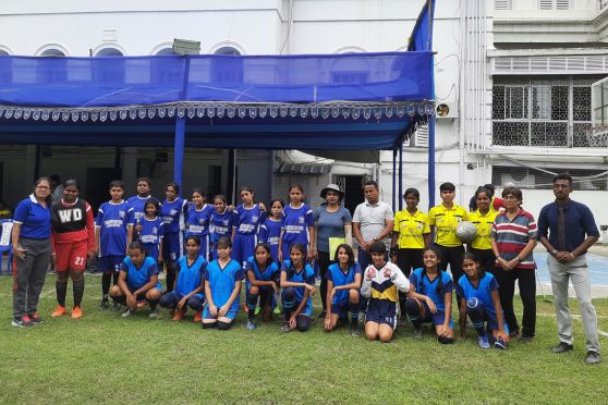 Day 3: Match 3: La Martiniere for Girls (in sky blue) and St Augustine's Day School, Barrackpore (in dark blue)