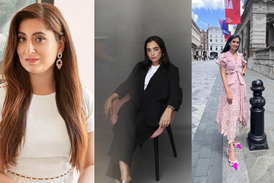 Gauri Tandon, cofounder, Isharya (left), Mannat Sethi, cofounder, GRAINE (centre) and Vedika Kejriwal, cofounder, The Design Mill, in Chöjé (right)