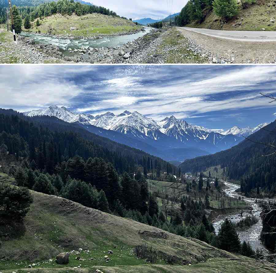 (Top) Stood at point and captured this picture while sightseeing at Pahalgam and (above) Kashmir Valley captured from Pahalgam viewpoint