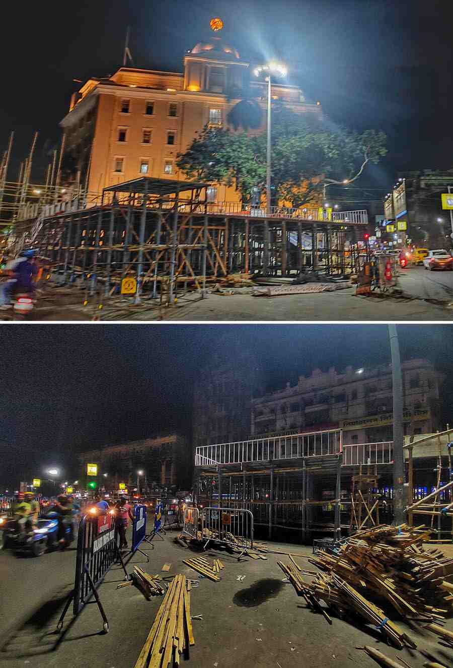 Work is underway in front of Victoria House to set up a massive stage for the annual Martyrs’ Day event scheduled for July 21. The Chittaranjan Avenue thoroughfare will remain blocked for the programme 