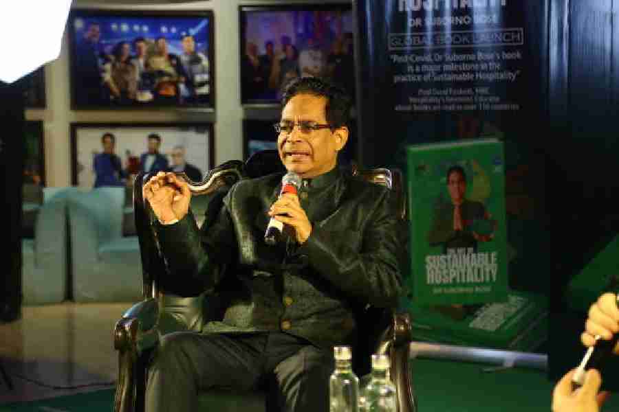 Suborno Bose addressed the audience at the launch