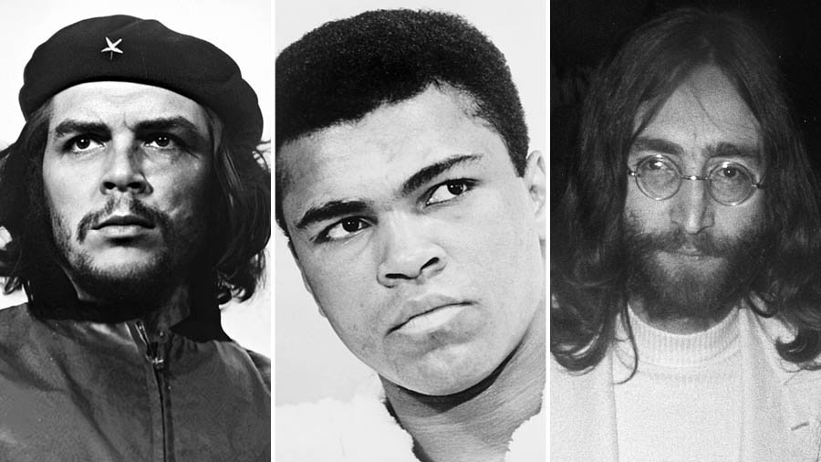 (L-R) Che Guevara, Muhammad Ali and John Lennon 