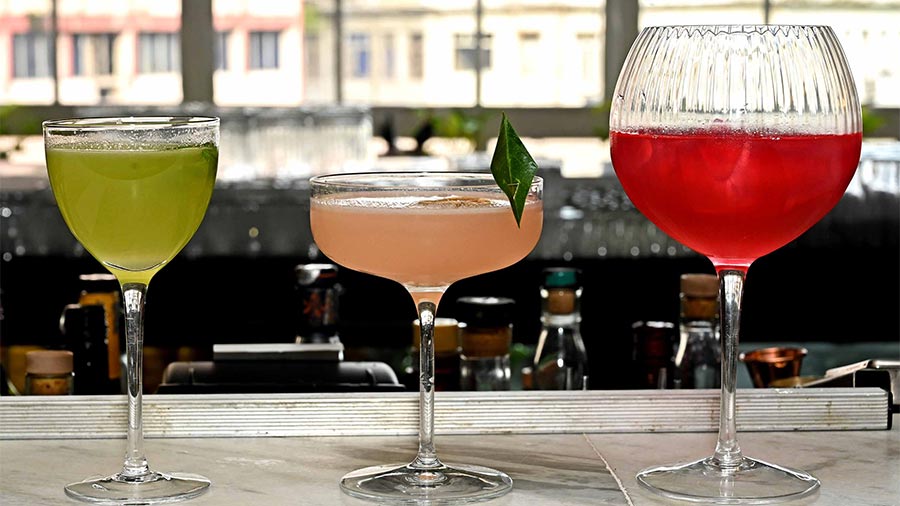 Grace Muivah, brand lead of Bright Hospitality, created the cocktails, (L-R) Basil, Citrus and Rose, which were inspired by flavour profiles from the book