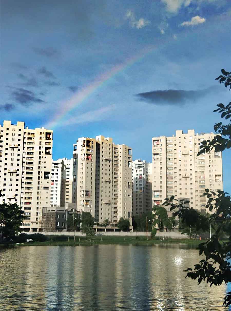 A rainbow was spotted in Kolkata on Thursday afternoon 