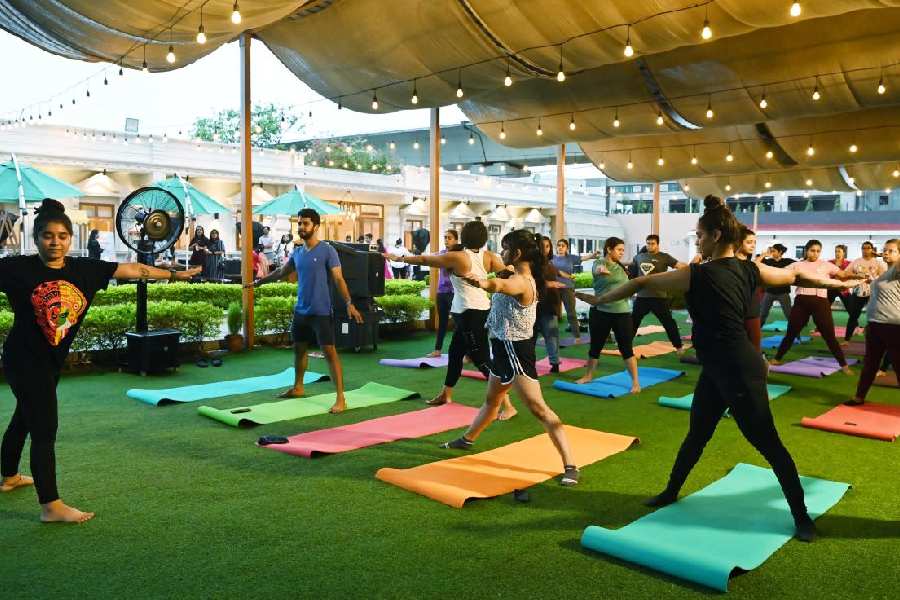 A busy Sunday evening at The Backyard lawns saw yoga and pet enthusiasts from all parts of the city flocking in. 