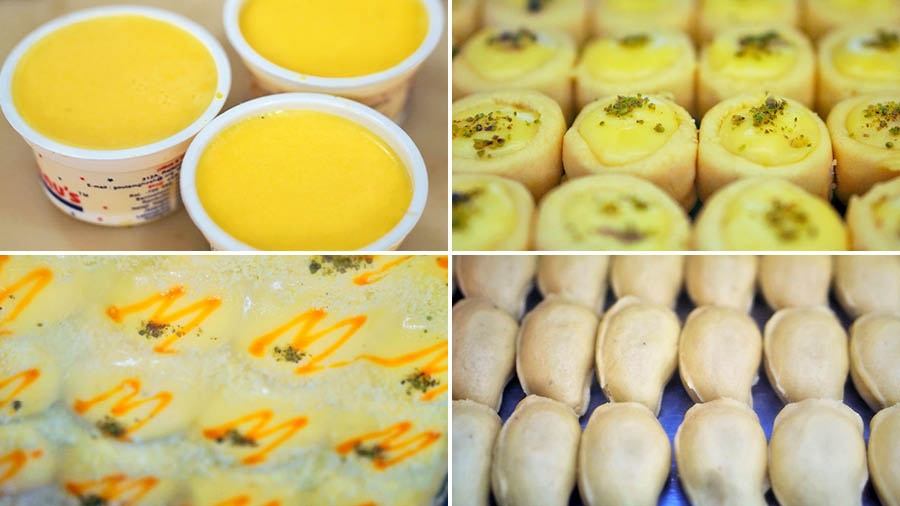 (Clockwise from top left) Mango Doi, Mango Malaibati, Mango Sandesh and Mango Malai Chop 