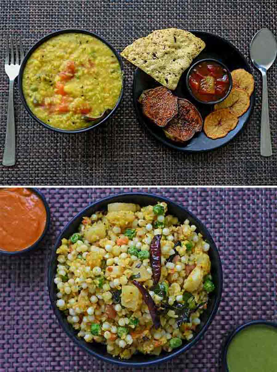 To satiate your tastebuds during monsoon are an array of delectable khichuris. No prizes for guessing that the (top) Bengali Khichuri leads the way along with (above) the quaint Sabudana Khichuri. ‘One may find hilsa (ilish) festivals galore, so we thought of doing something during the monsoon and hence zeroed in on the Khichuri Festival,’ senior operations manager Supriyo Chatterjee told My Kolkata