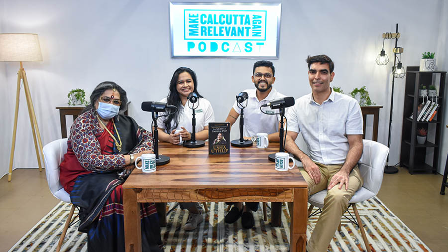 Singer Usha Uthup and Anand Puri, partner, Trincas during one of the podcasts