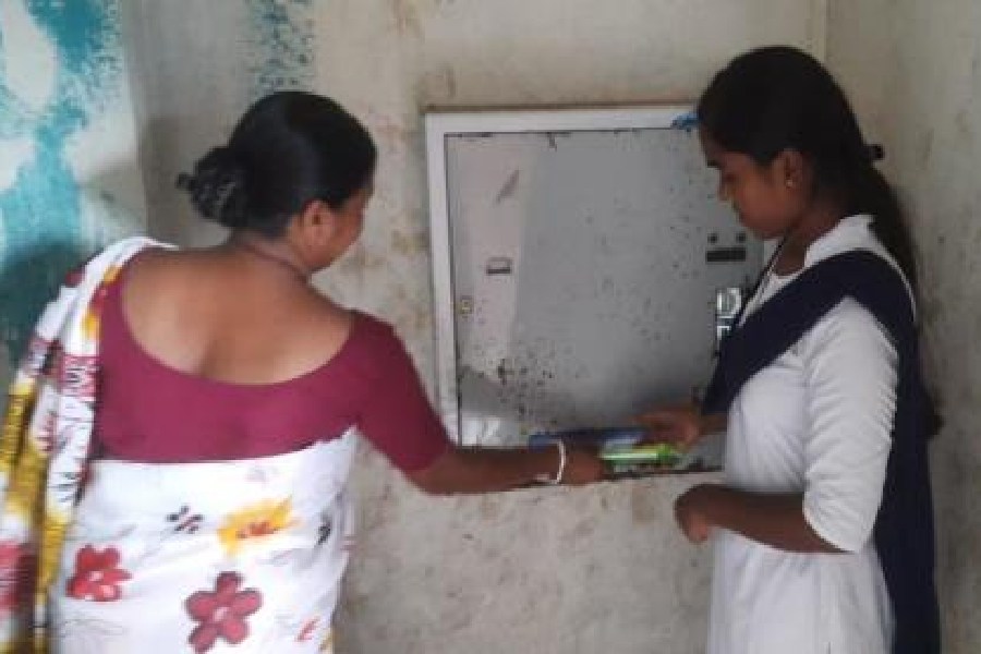 The sanitary napkin vending machine at Krishnachandrapur High School in Mathurapur in South 24-Parganas