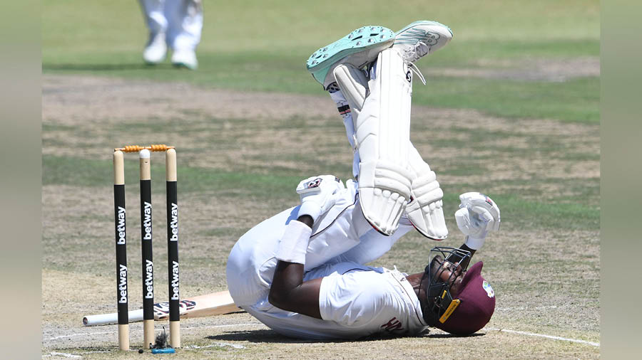The incongruity of it: a cricket World Cup without the West Indies. Above, Jason Holder takes a tumble