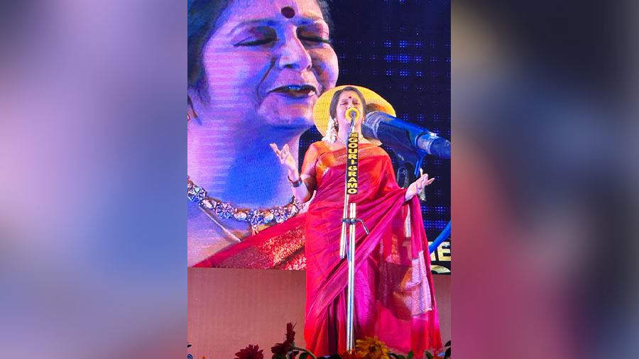 Bratati Bandyopadhyay performs at the ICCR auditorium in Kolkata on Sunday