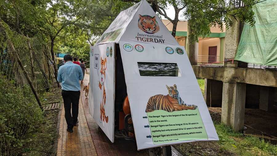 A mobile tiger awareness booth did the rounds on the occasion of World Tiger Day.