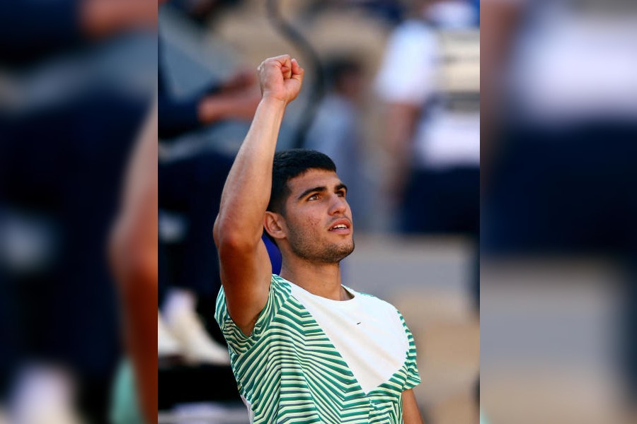 Carlos Alcaraz after winning his second-round match on Wednesday