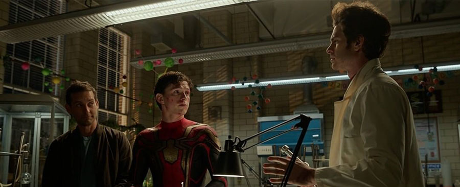 Holland with Tobey Maguire and Andrew Garfield in No Way Home.