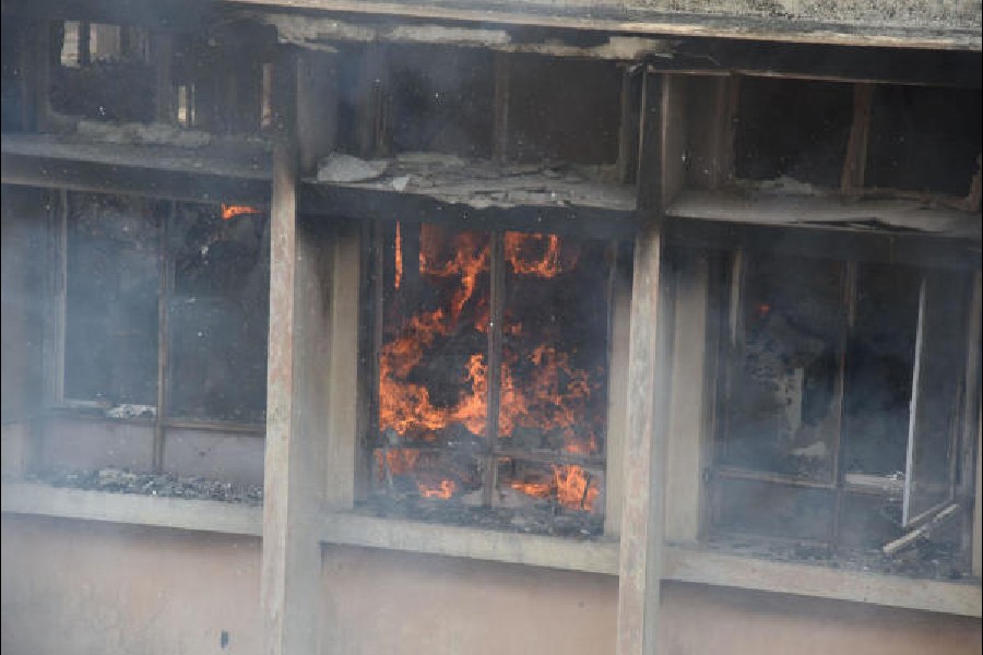 The fire on the fourth floor of the five-storey building near the GC Avenue-Central Avenue crossing on Thursday morning