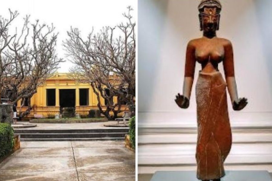 The Cham Museum in Da Nang, central Vietnam, which houses excavated Hindu idols (left); The Bronze Tara, a 9th or 10th-century AD idol, at Vietnam’s Cham Museum