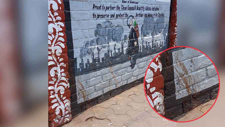 Gutkha stains turn this graffiti into an art of abuse on Strand Road. 
