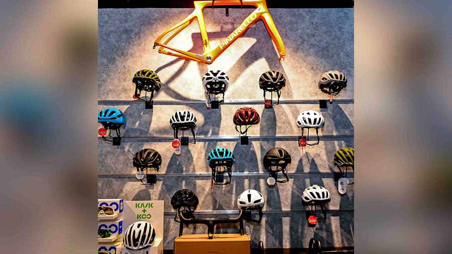 A range of helmets on offer