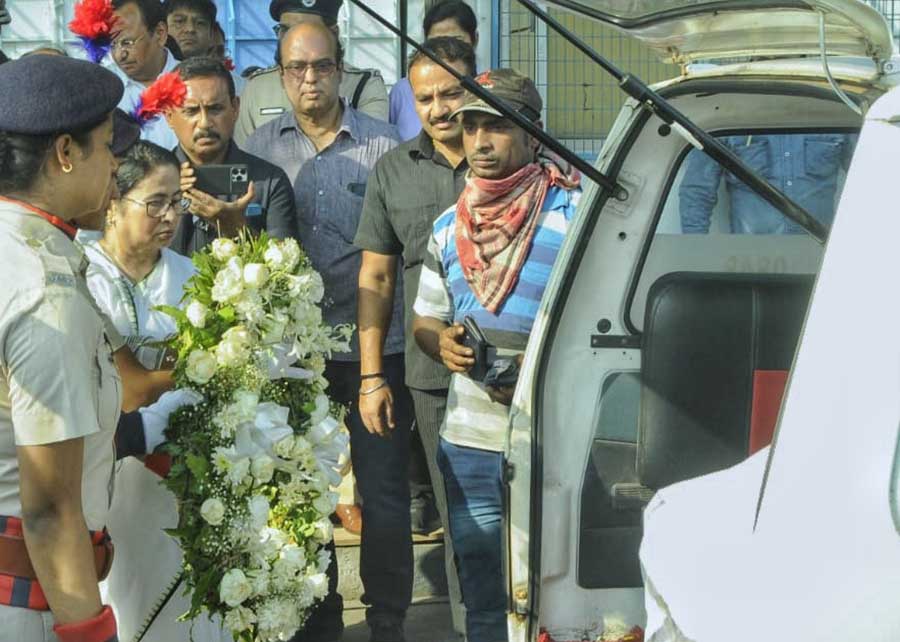 West Bengal chief minister Mamata Banerjee paid floral respect to a victim of the Coromandel Express   