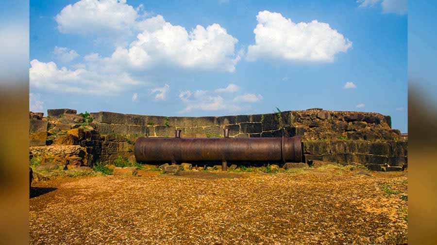 A cannon atop the black bastion