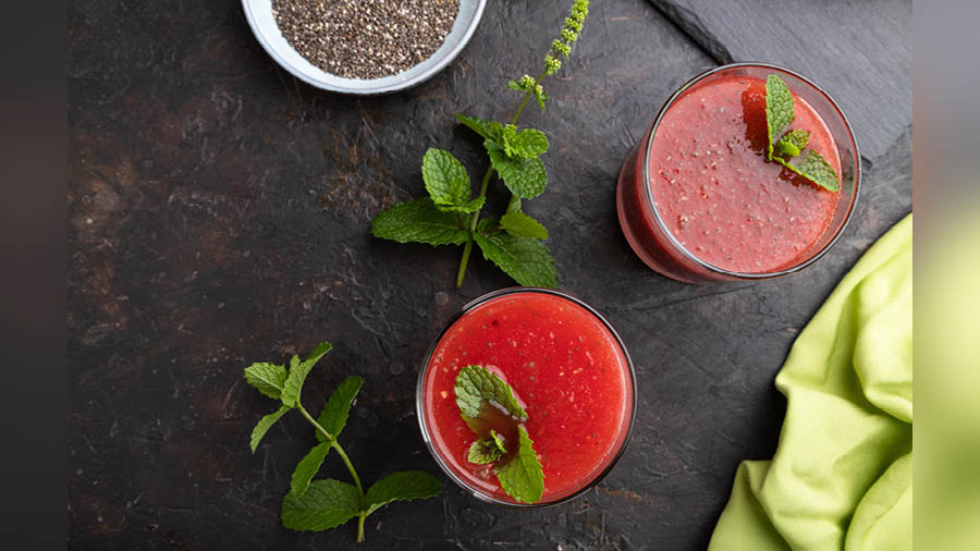 Watermelon juice with chia seeds
