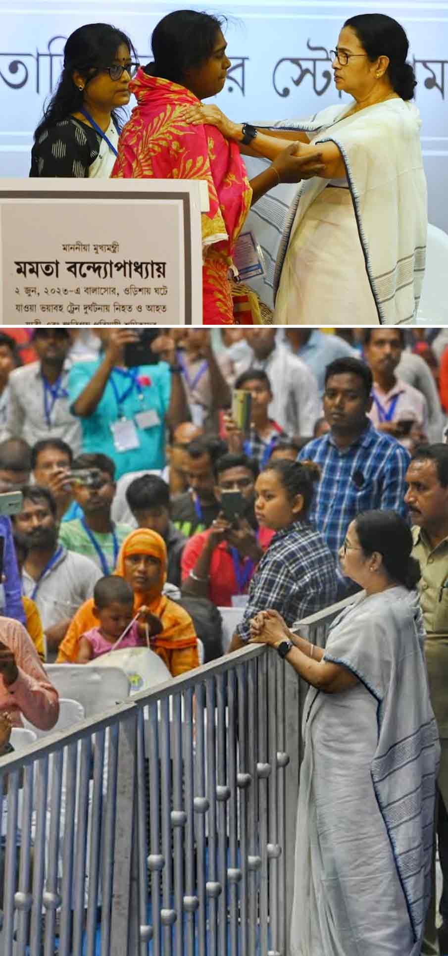 West Bengal chief minister Mamata Banerjee handed over cheques to those who were injured in the Coromandel train mishap. Organised by the Department of Labour, the event was held at the Netaji Indoor stadium on Wednesday 