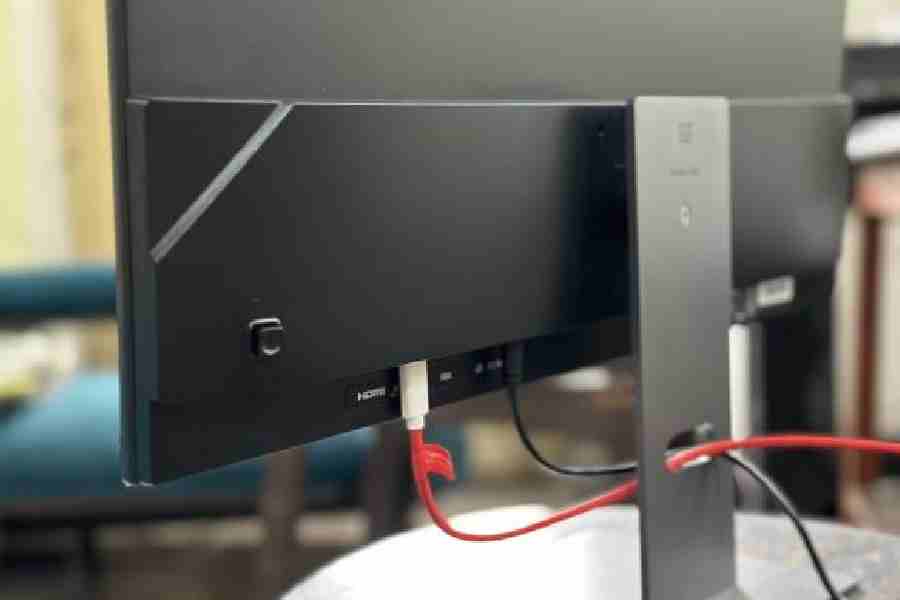 The monitor allows users to connect a laptop via USB-C port