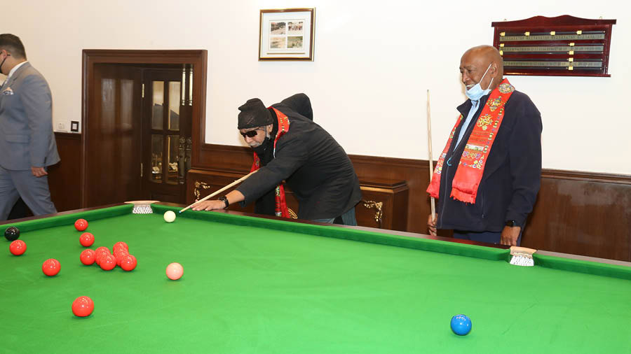 The billiard room, with a billiard table made in Kolkata in 1820 and carried by porters all the way to Mussoorie 