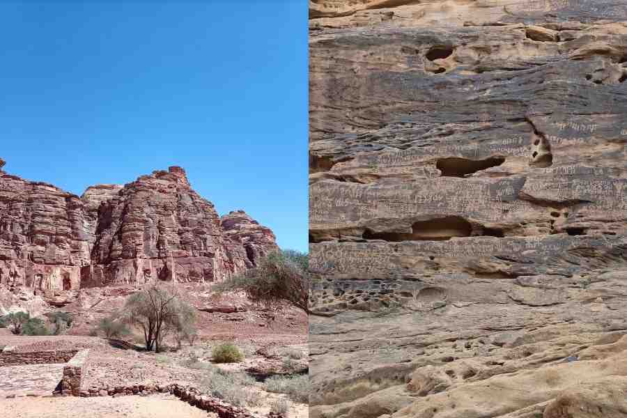 The well-preserved ruins of the ancient city of Dadan, said to be "one of the most important caravan centres in northern Arabia"
