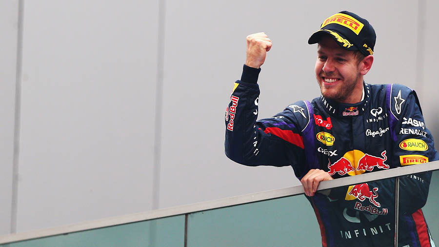Sebastian Vettel won all three races for Red Bull at the Indian Grand Prix at the Buddh International Circuit between 2011 and 2013