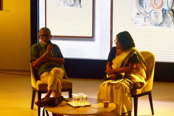 The final session of the evening treated the audience to a conversation between Uma Nair (right) and Prof R Siva Kumar on the latter’s distinguished curatorial practice.