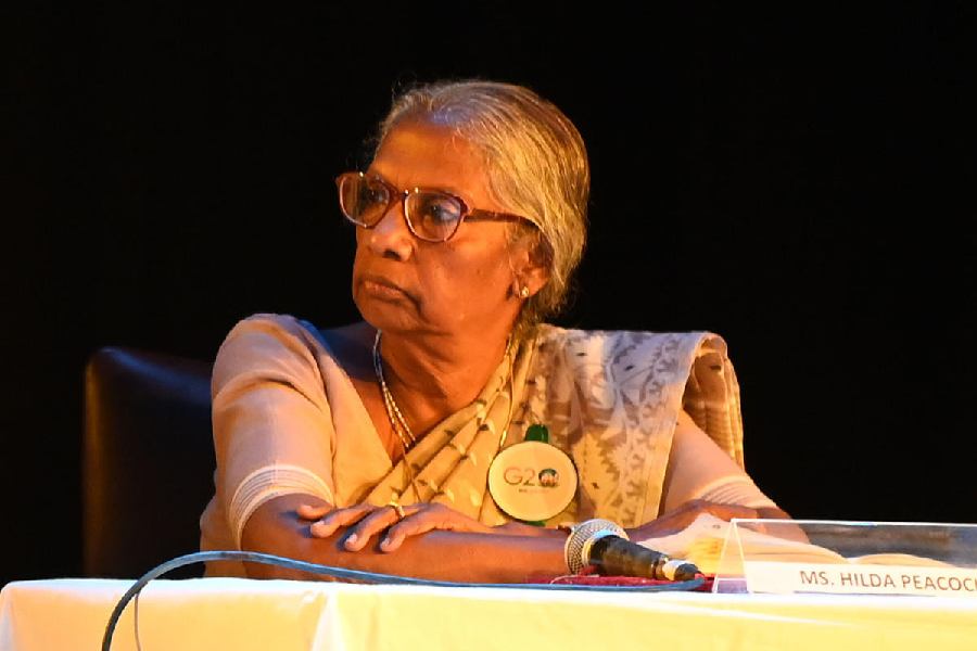 Hilda Peacock at the panel discussion at Abhinav Bharati School on Thursday