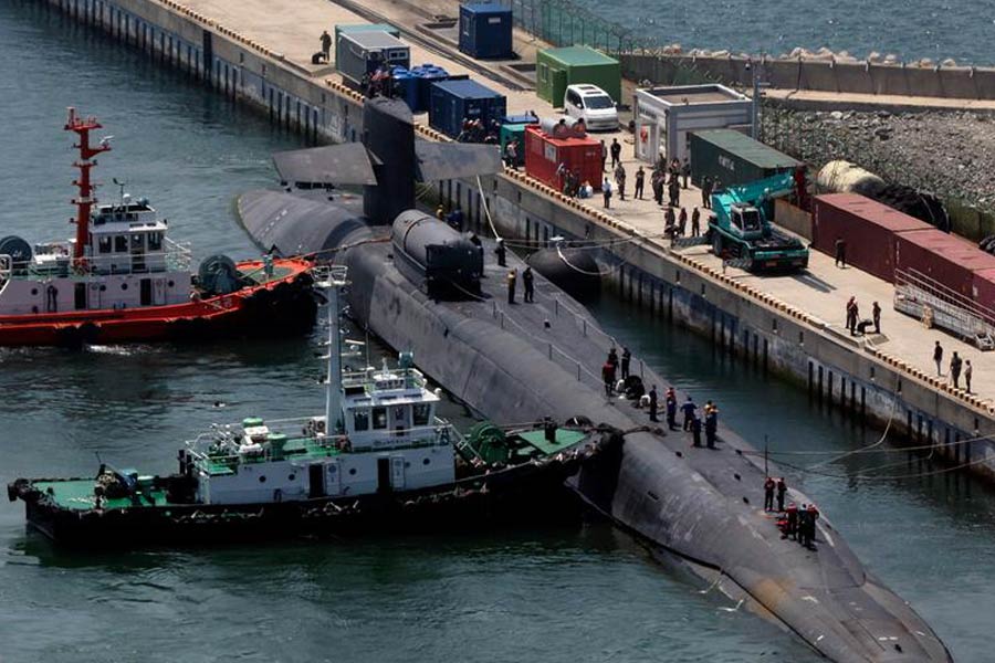 United States Nuclear Powered Submarine Arrives In South Korea