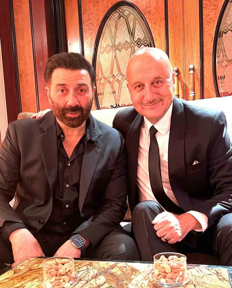 Kher was also spotted spending time with the groom’s father Sunny Deol.