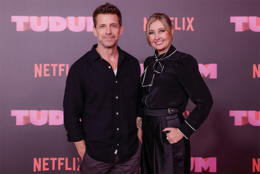 Filmmaker Zack Snyder and his wife Deborah Snyder twinned in all-black outfits.