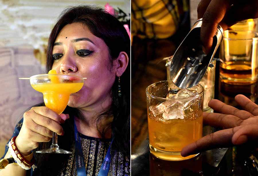 The bar kept the audience in high spirits while the chefs were cooking during the 90-minute allotted time. Cocktails like Mango Martini and a twist on the Old-Fashioned were some of the drinks stirred up