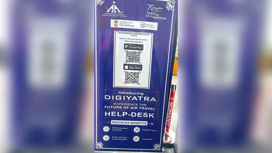 A DigiYatra kiosk at Kolkata airport 
