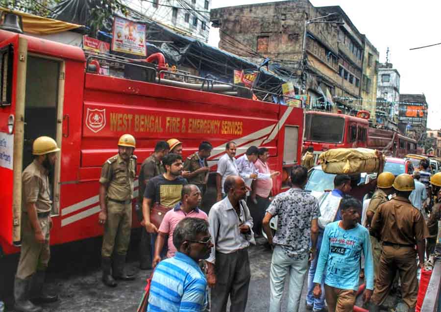 A fire broke out at Noormal Lohiya Lane, near Tirpal Patty, Barabazar on Wednesday  