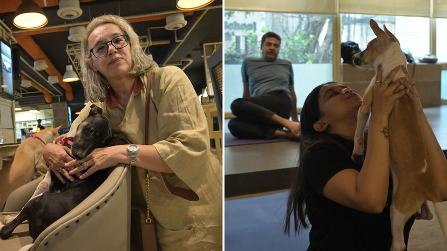 The sessions were a wholesome space for people like (left) Caroline Turner Servaia to help her three indies bond with dog lovers like (right) Porichita Roy. ‘It was a magical experience to see the shelter dogs getting so much love and affection. A small gesture to care for indies can go a long way, and they really do need us,’ Roy said