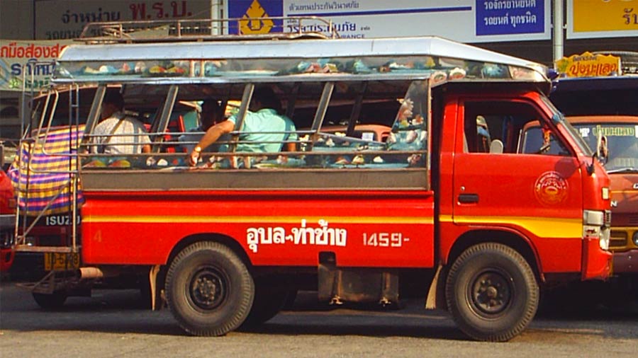 A songthaew or 'red car'