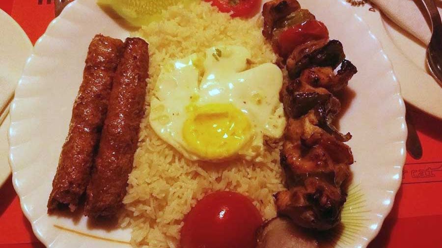 The Chelo Kebab platter is utter perfection, complete with juicy and fragrant kebabs, a poached egg and a dollop of butter, all sitting on a bed of hot rice 