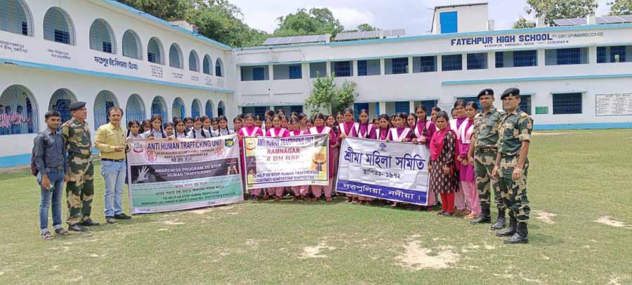 South Bengal frontier, Border Security Force (BSF), organised an awareness programme on Human Trafficking and Child Sexual Abuse with Child Line NGO and Shreema Mahila Samiti at Fatahpur Govt High School, Nadia. About 78 students and school staff members participated  