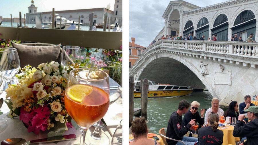 Cocktails by the Grand Canal, and an alfresco meal overlooking the Rialto bridge 