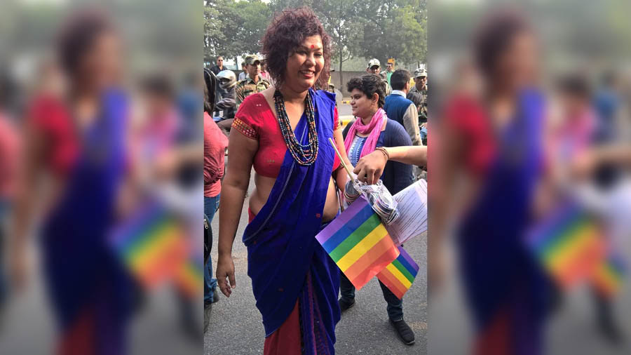 Rituparna during a Pride march