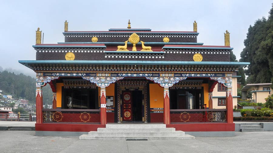 The main prayer hall of Kagyu Thekchen Ling Monastery at Lava 