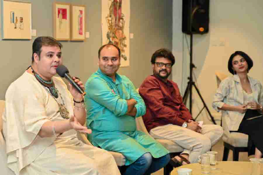 Sujoy Prasad Chatterjee, Bappaditya Mukhopadhyay, Kanchan Datta and Solanki Roy on a panel discussion at KCC recently.