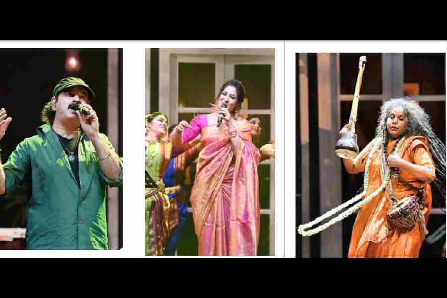 (l-r) Mohit Chauhan, Shweta Mohan, Parvathy Baul