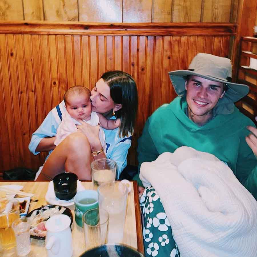 Hailey and Justin with their friend Kelia Termini’s newborn daughter on a vacation in Hawaii. 