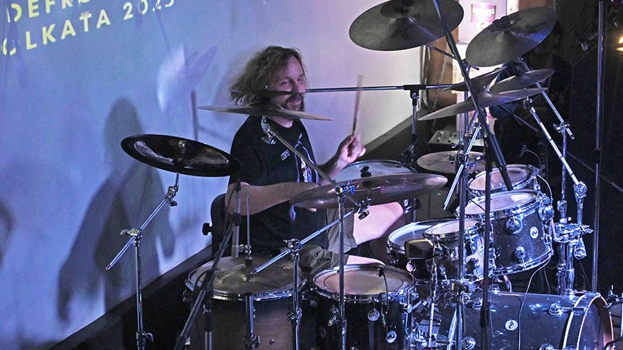 Marco Minnemann on the drums